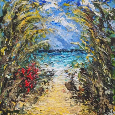 Walk to the beach-Julian Brower - Impressionism - art